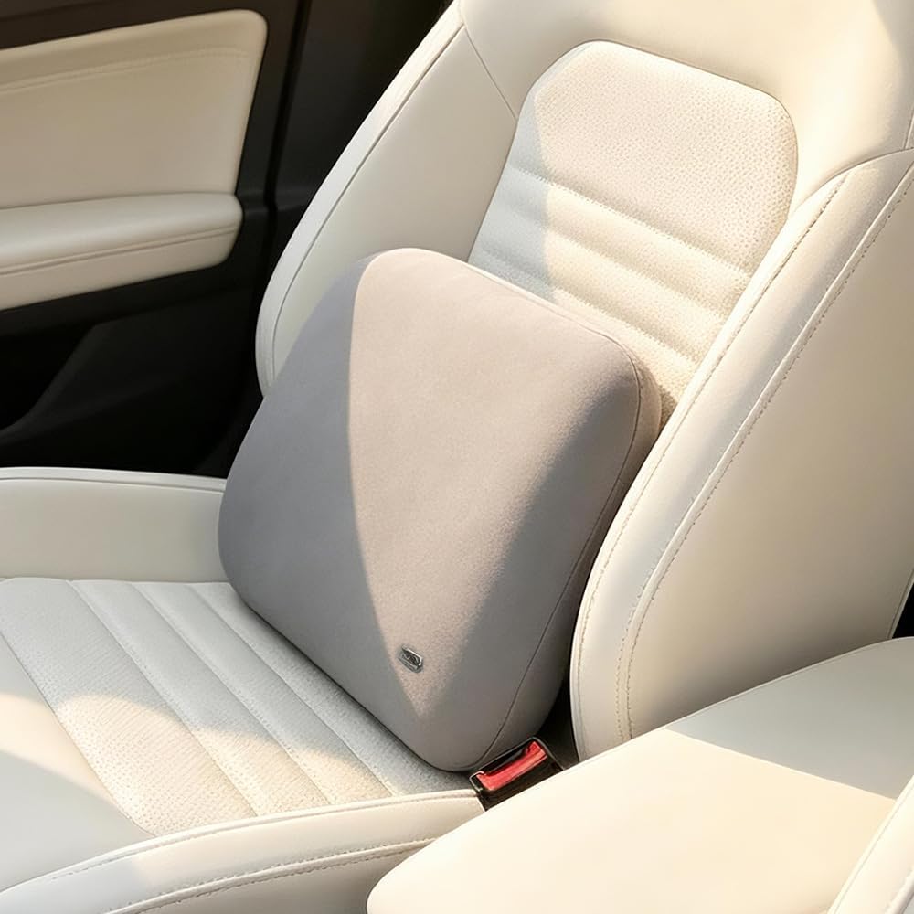 Carwales Emulsion Lumbar Support Pillow for Car Driving Seat Relax Soft Lower Back Support Home Office Chair Cushion Desk Accessories Waist Pain Relief Black