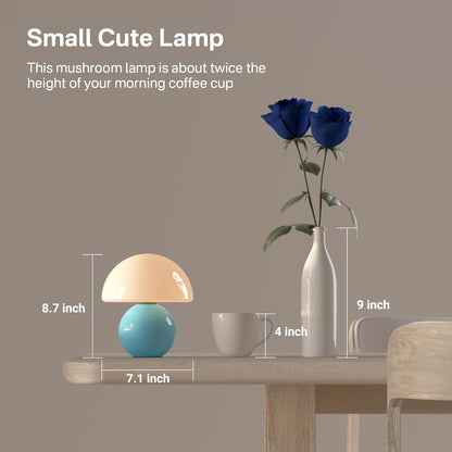 Dawnwake Mushroom Lamp Table Lamp for Bedroom,Desk Bedside Small Lamps for Living Room Night Stands,Mushroom Decor Cute Mini Modern Mid Century Lamps,Unique Aesthetic Home Living Room Decor(White)