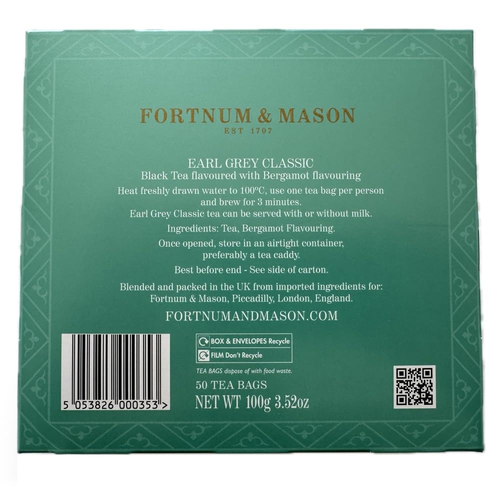 Fortnum and Mason Earl Grey Classic 50 Count Tea Bags (1 Pack)