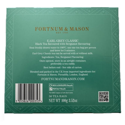 Fortnum and Mason Earl Grey Classic 50 Count Tea Bags (1 Pack)