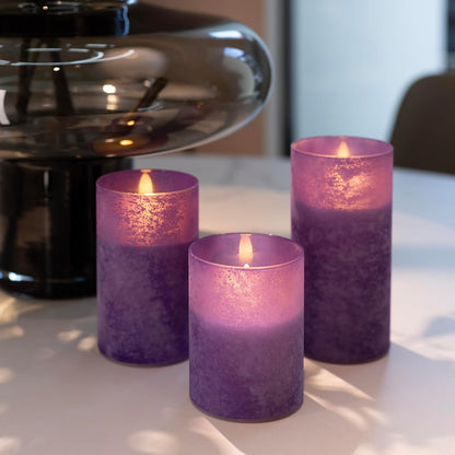 ANGELLOONG Flickering Flameless Candles, Realistic Battery Operated Candles with Remote and Timer, Set of 3 LED Candles for Fall Room Home Wedding Decor Centerpieces Table Party Christmas Decorations