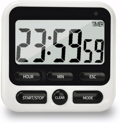 NKOVE Digital Kitchen Timer 24 Hour Clock and Alarm Function with Silent or Alarm Manual Switching Count UP or Down and Memory Function for Cooking, Baking, Meeting
