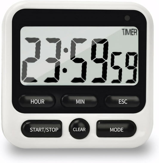 NKOVE Digital Kitchen Timer 24 Hour Clock and Alarm Function with Silent or Alarm Manual Switching Count UP or Down and Memory Function for Cooking, Baking, Meeting