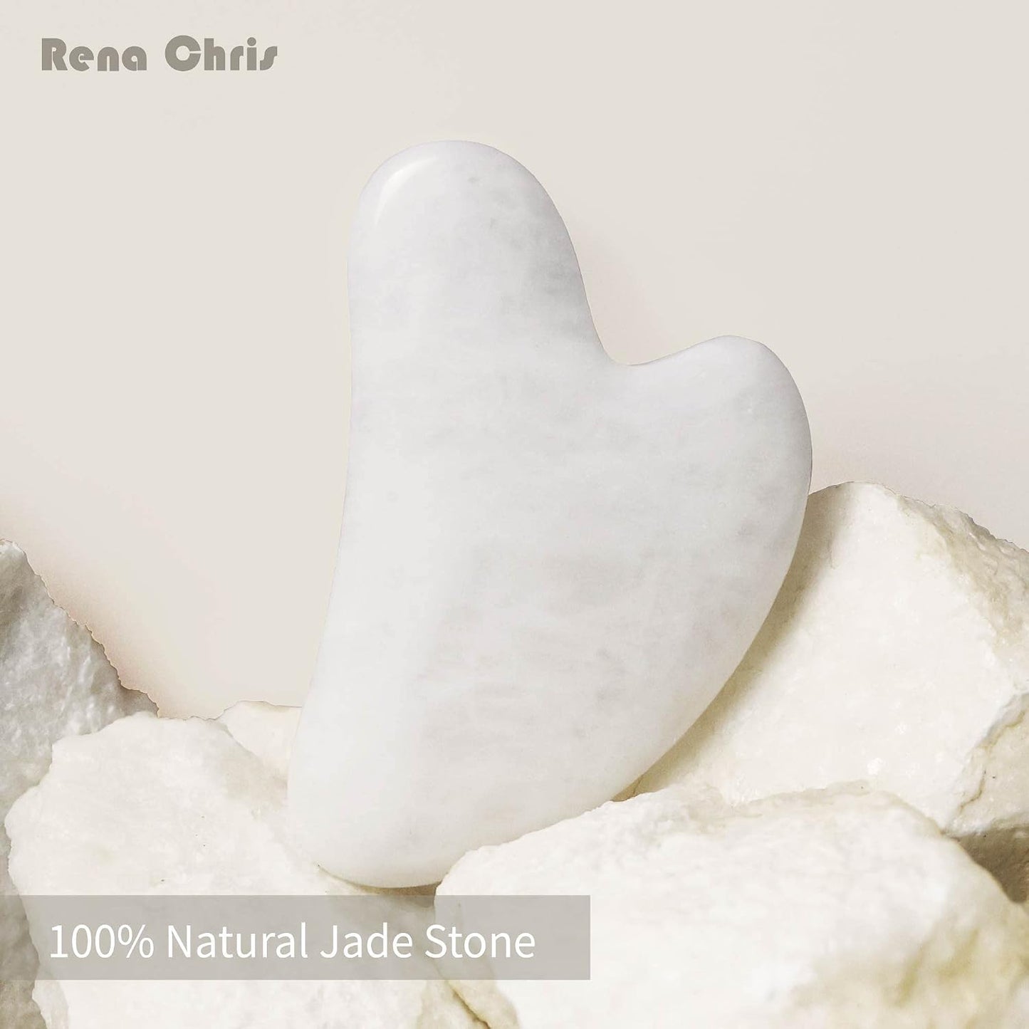 Rena Chris Gua Sha Facial Tools: Jade Stone Guasha Tool for Face Acupuncture Therapy, Facial Massager for Jawline Sculpting and Puffiness Reducing (Green)