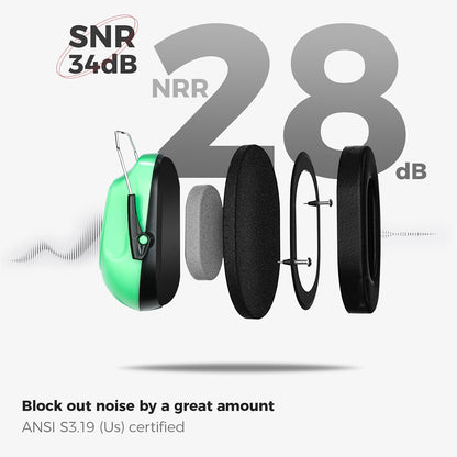 ProCase NRR 28dB Noise Reduction Ear Muffs, Foldable Adjustable Passive Noise Cancelling Headphones for Adults Kids Autism, Hearing Protection for Shooting, Construction, Mowing, Studying -Black - Colors A