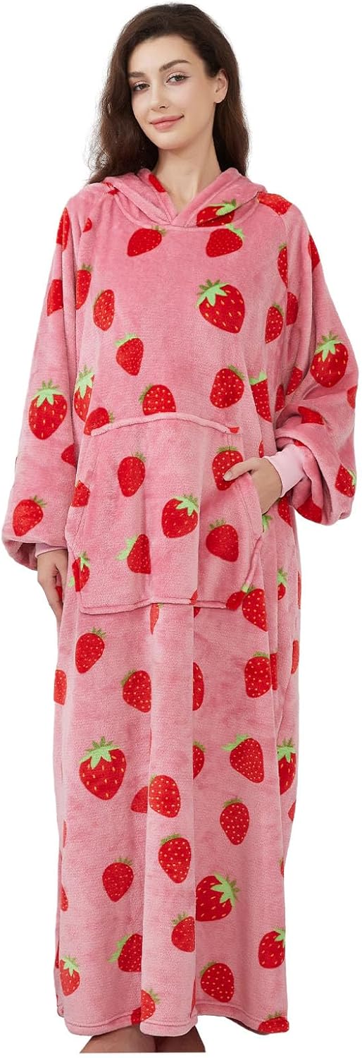 Capecage Blanket Hoodie, Long Hooded Blanket Sweatshirt as Birthday Gifts for Women Men, Long Wearable Blanket for Women Men.