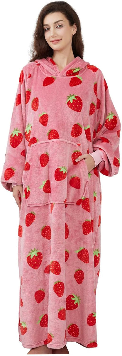 Capecage Blanket Hoodie, Long Hooded Blanket Sweatshirt as Birthday Gifts for Women Men, Long Wearable Blanket for Women Men.