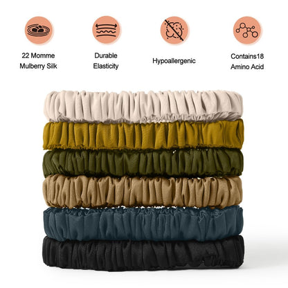 6PCS Silk Scrunchies for Hair, 100% Mulberry Silk Hair Ties, Scrunchies for Women Girls, Elastic Ponytail Holders No Damage