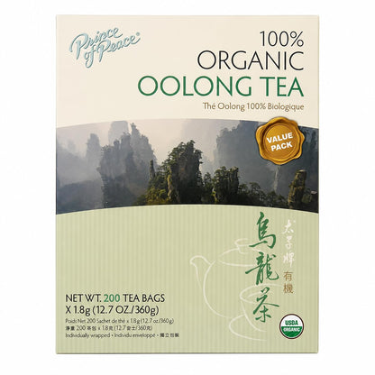 Prince of Peace 100% Organic Oolong Tea, BEST VALUE Family Size, 200 Tea Bags