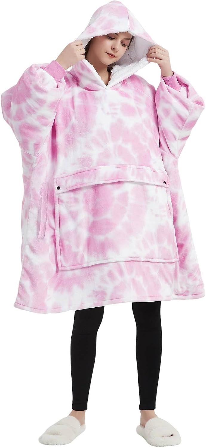 KFUBUO Wearable Blanket Hoodie for Adults Sherpa All Patterns Cat Oversized Sweatshirt Blanket with Pockets for Women