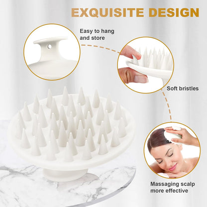Meartchy Silicone Scalp Massager Shampoo Brush, Scalp Brush for Hair Growth & Dandruff Removal, Hair Scrubber Scalp Stimulator Exfoliator Brush with Soft Bristles for Wet Dry Scalp Care (Black)