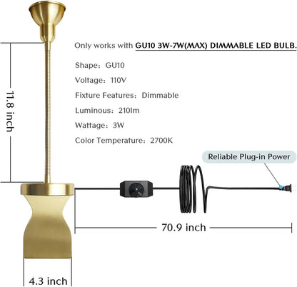 Solfres Patented Innovative Design Headboard Reading Light. No Drilling Golden Book Light for Bedtime Reading. Dimmable LED Book Reading Lamp with Bulb. Movable & Flexible, Black