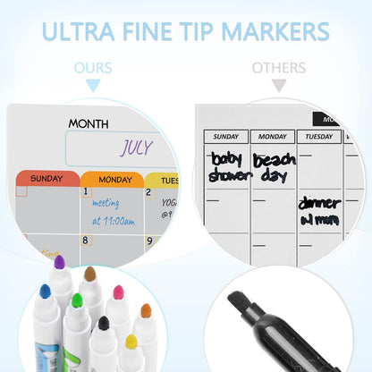 Hivillexun Magnetic Black Dry Erase Calendar White Board Set (3-Pack) - Monthly, Weekly Planners & Daily Notepad for Fridge, Home & Office, Includes 8 Markers