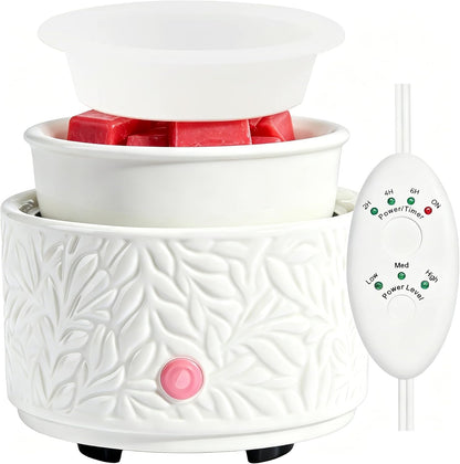 Wax Melt Warmer 3-in-1 Electric, Ceramic Wax Burner for Scented Wax & Essential Oil – Fast Heating, Flame-Free Aromatherapy for Home Office, White