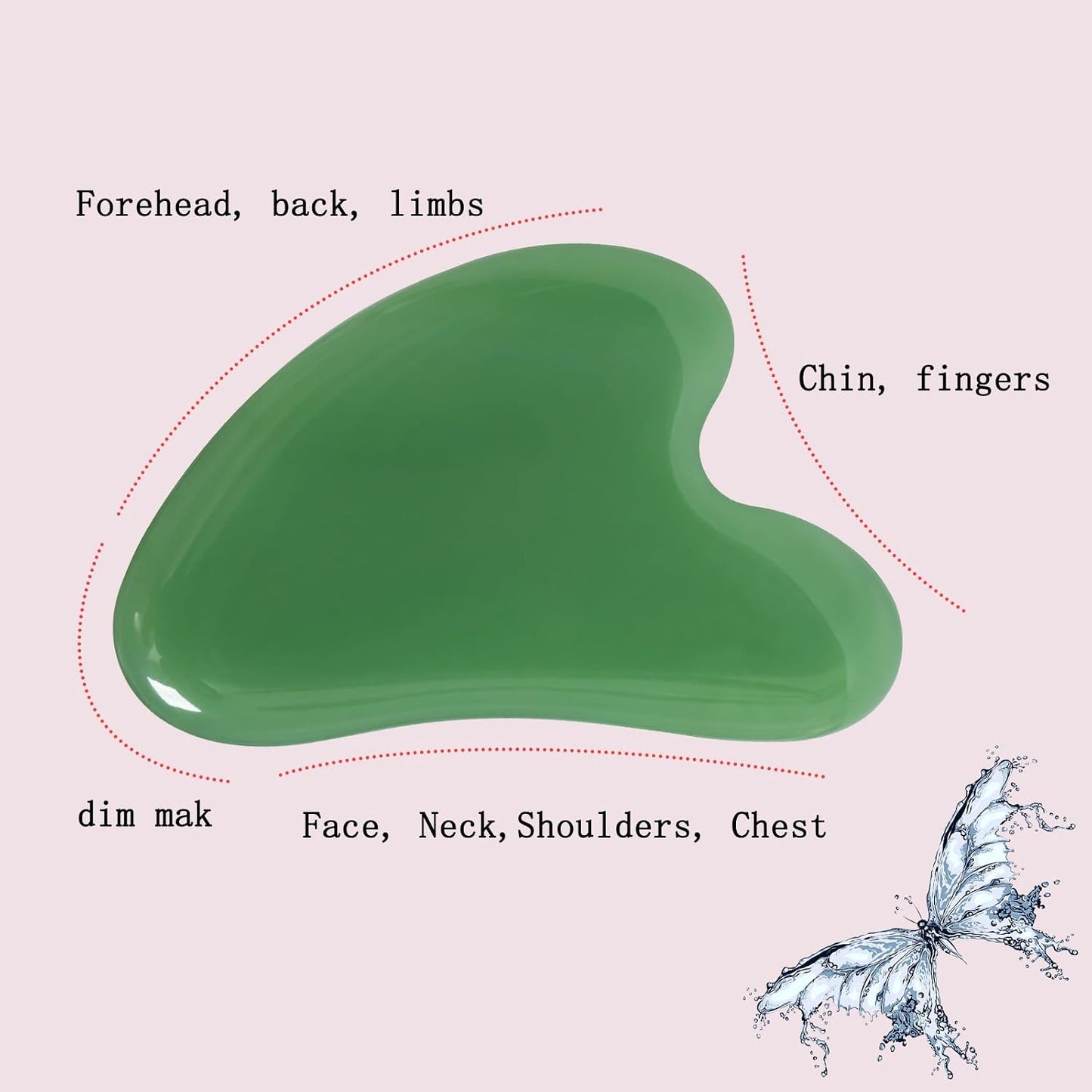 Gua Sha Jade Stone Gua Sha Massage Tool, Guasha Tool for Face and Body Skin Massage. Tools for SPA Acupuncture, Pink Stone for Body Face Neck and Eye, Skin Care Gift for Woman (Pink)