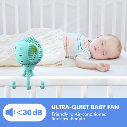 WEGA Stroller Fan Rechargeable Portable Battery Operated Car Seat Baby Fan,3 Speeds USB Personal Fan for Crib Treadmill HomeOffice and Travel (Black)