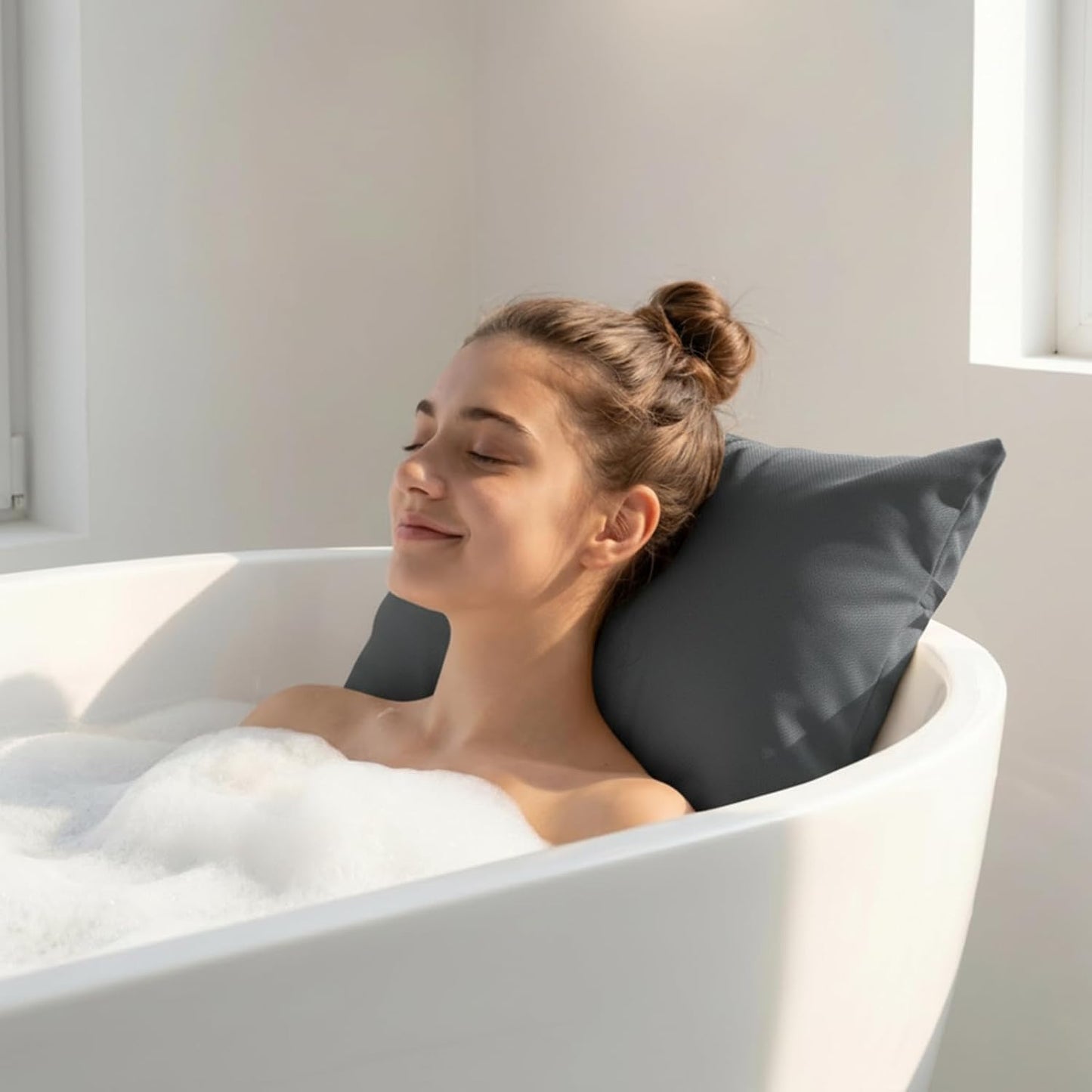 Luxury Bathtub Pillow, Skin-Friendly Cushion, Support Back, Neck & Head, Non-Slip, Adjustable Thickness Fits All Tub, Washable & Quick-Drying - Gift for Christmas Birthday Mother’s Day
