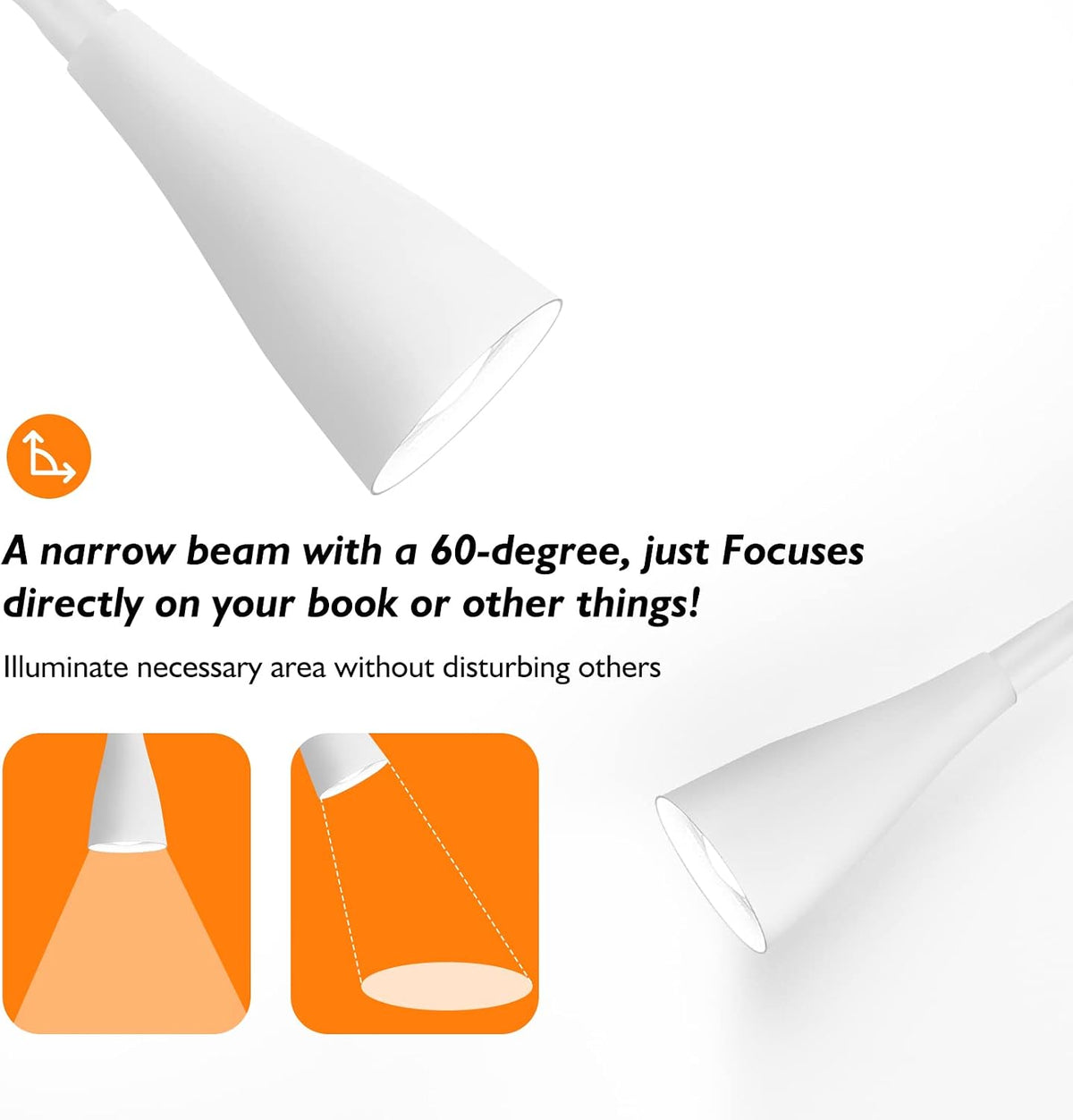SANKEDOU LED Wall Mounted Reading Light, Book Light for Reading in Bed with Touch Control, 5 Dimmable, USB Output, Night Light & Timers Function, Flexible Gooseneck Headboard Bed Lights (White)