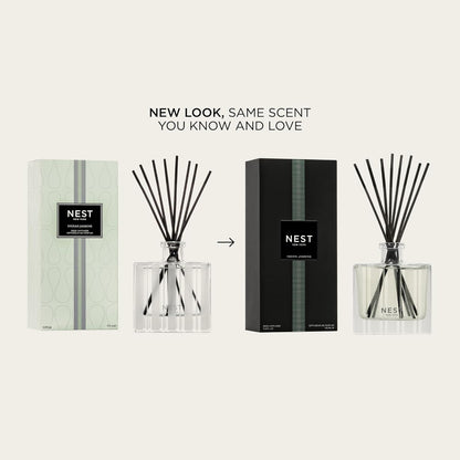 NEST New York Reed Diffuser, Bamboo - 5.9 fl oz - Fragrance for Up to 90 Days - Reusable, Refillable Glass Holder - Includes 8 All-Natural Reed Sticks - Flame Free
