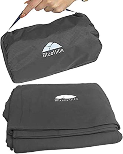BlueHills Travel Blanket Pillow Compact Lightweight Pocket Size Airplane Traveling Essential Flight Trip Throw in Bag Portable Case Plane Accessory Gray L01