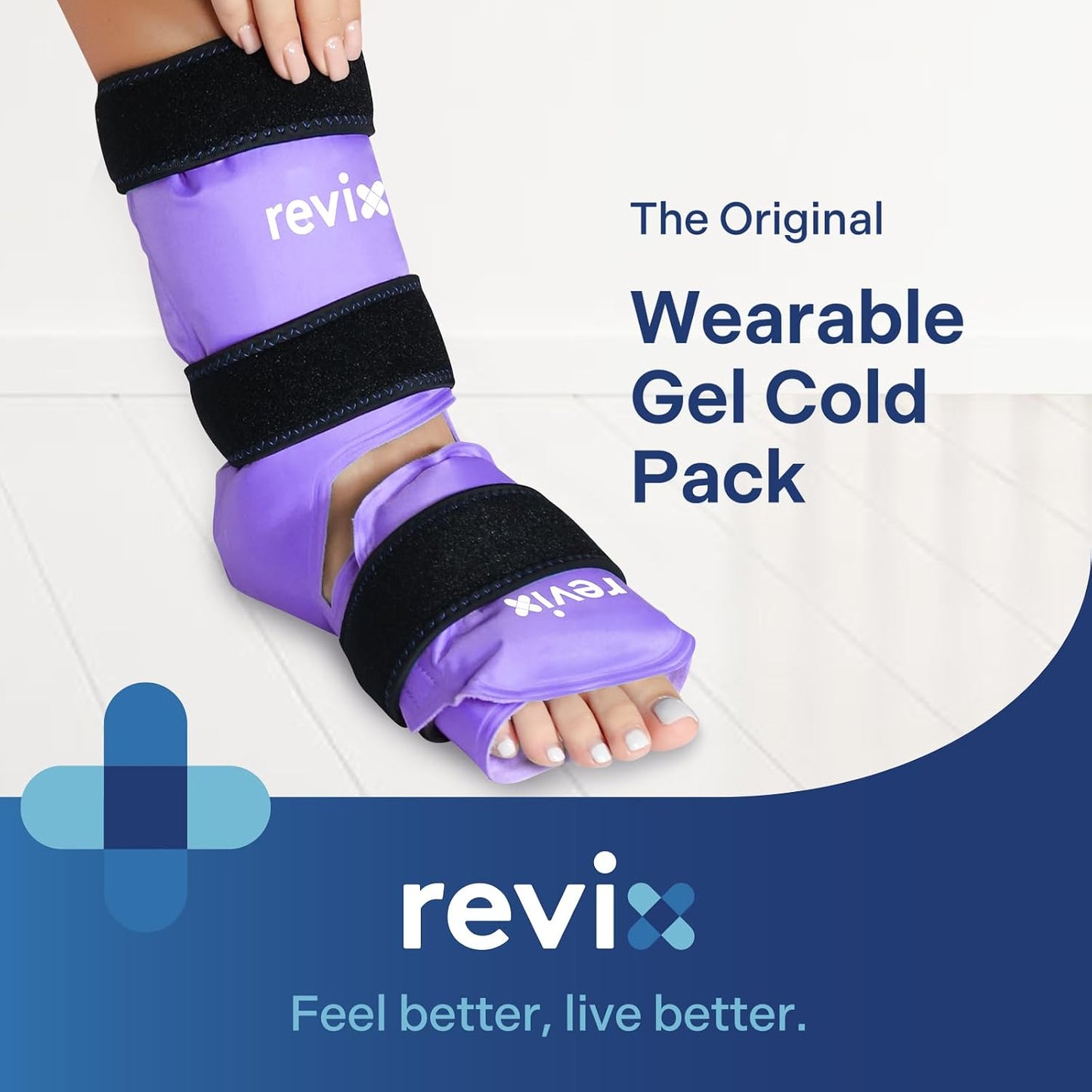 REVIX Ankle Ice Pack Wrap for Foot Pain Relief and Feet Injuries, Reusable Gel Ice Cold Packs for Achilles Tendonitis, Plantar Fasciitis, Sprained Ankles and Heels