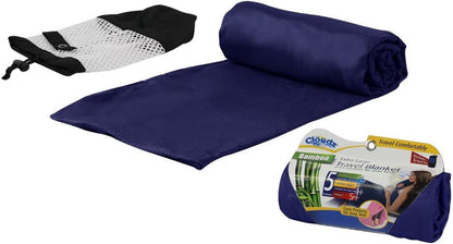 Cloudz Extra Large Airplane Travel Blanket for Your Flight, Car, Camping, Home or Comforting Warmth Anywhere! Includes Warm Cozy Pockets for Your Feet and a Travel Bag - Charcoal