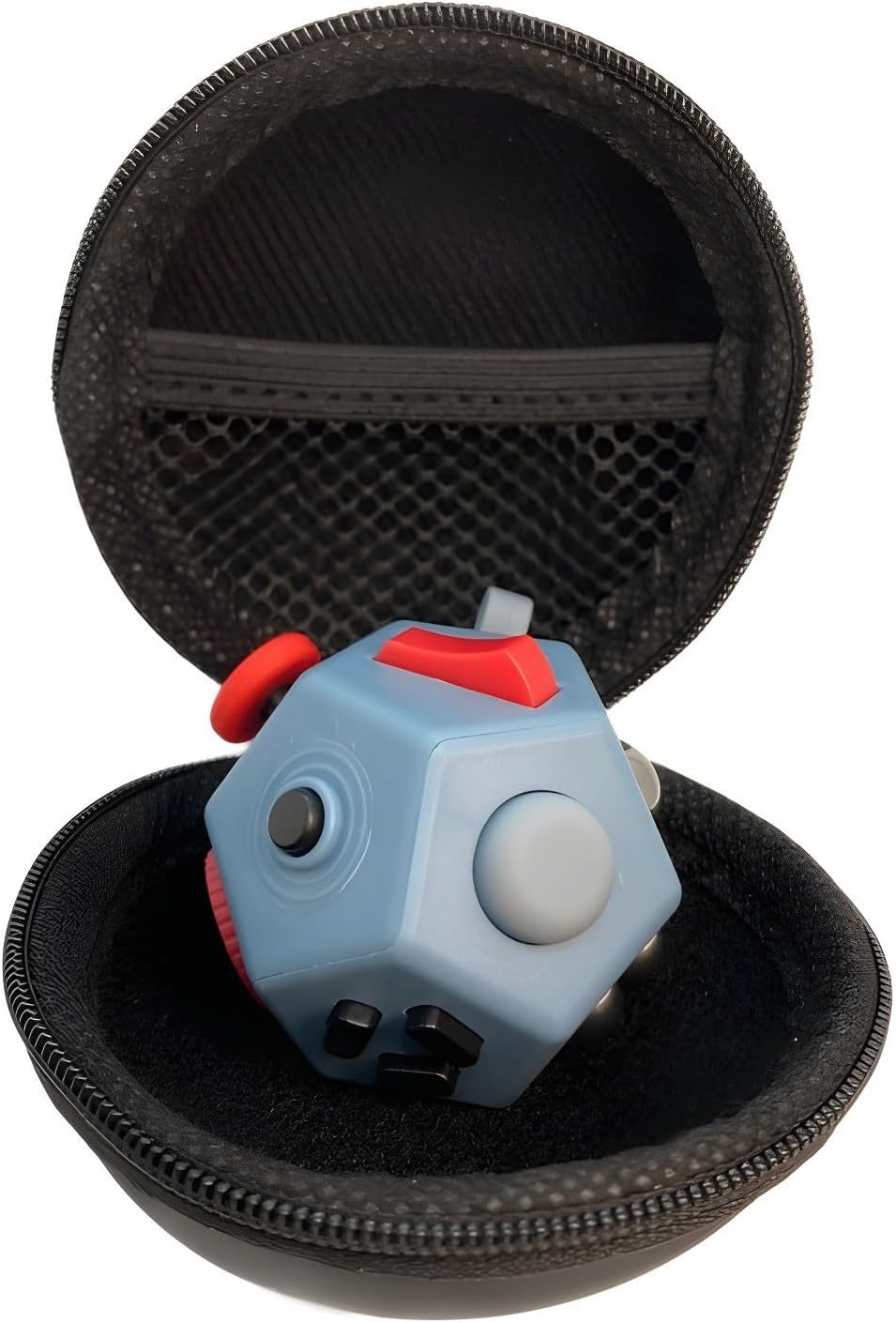 Small Fidget Toys Cube, Small Fidget Toy - 12 Sides Decompression Cube Anti Anxiety and Relief Stress Improve Focus Creative Unique Fidget Toy for Kids and Adults, with Carry Case(Black E1)