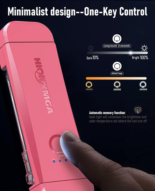 HIONXMGA Book Light,Rechargeable Reading Light for Books in Bed at Night