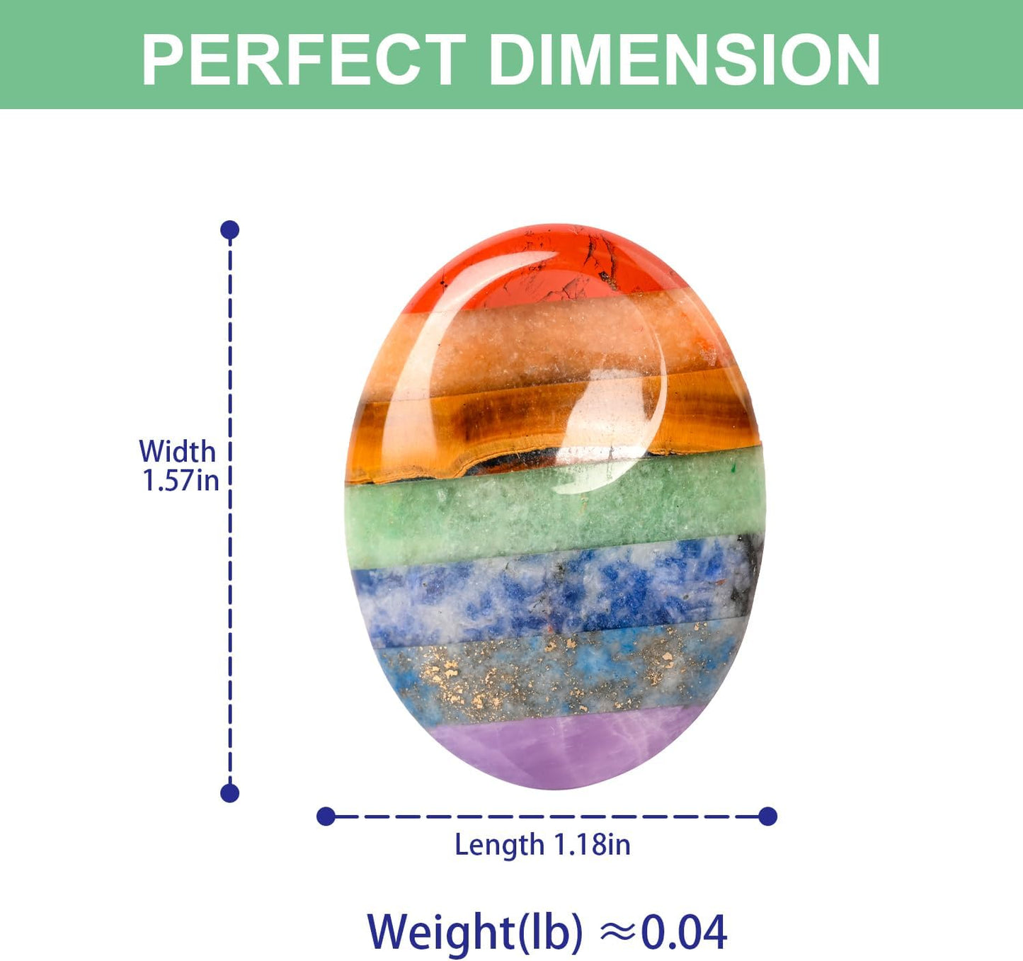 Gemstone Worry Stone, Chakras Worry Stone for Anxiety, Hand Carved Natural Pocket Palm Stones Water Drop Shape 7 Chakra Crystals and Healing Stones for Yoga Meditation 1.7"