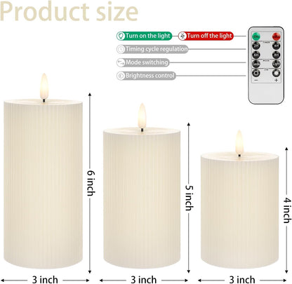 ANGELLOONG Flickering Flameless Candles, Realistic Battery Operated Candles with Remote and Timer, Set of 3 LED Candles for Fall Room Home Wedding Decor Centerpieces Table Party Christmas Decorations