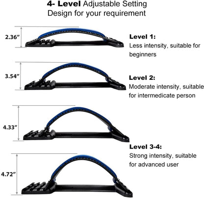 Back Stretcher for Lower Back Pain Relief, 4 Level Adjustable Lumbar Cracker Board Massager, Stretching Device for Scoliosis, Sciatica (Purple)
