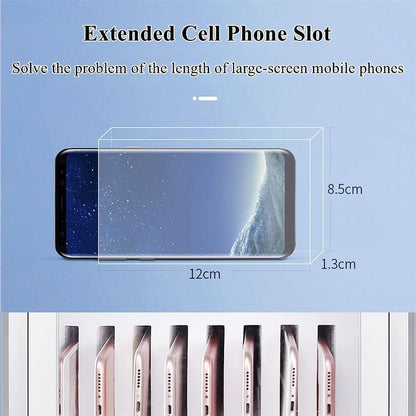 Cell Phone Charging Stations W/USB Charging Ports & Handle, Wall-Mounted Rechargeable Cell Mobile Phone Storage Box for Company Conference Room (Color:12 Slots)