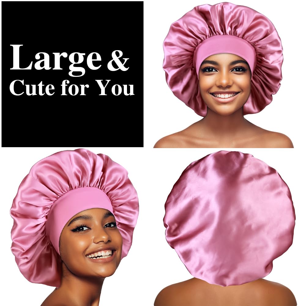 12pcs Large Satin Bonnets for Sleeping, Silky Hair Bonnet for Women Braids