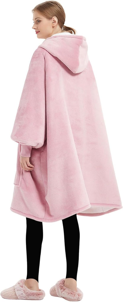 KFUBUO Wearable Blanket Hoodie for Adults Sherpa All Patterns Cat Oversized Sweatshirt Blanket with Pockets for Women