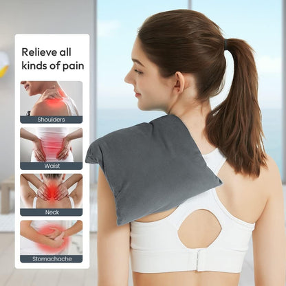 MORLIDEN Microwavable Heated Neck Wrap Warmer and Shoulder Weighted Heating Pad Microwave for Hot and Cold Compress - Dark Gray