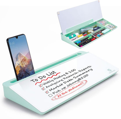 TSJ OFFICE Whiteboard Weekly Dry-Erase-Board - Desktop White Board Calendar Desk Organizers with Accessories Computer Keyboard Stand with Drawer, for Office, Home, School Supplies - White Calendar