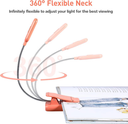 VAVOFO Clip On Book Light for Bed Kids, 7 LED Reading Light with 9-Level Warm Cool White Daylight, Eye Care Lamp with Power Indicator for Bookworms (Blue)