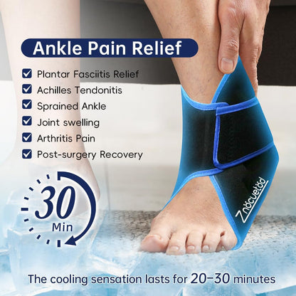 Ankle Ice Pack Wrap for Foot Heel Pain Relief Swelling Reusable Gel Ice Cold Packs Compression for Achilles Tendonitis Plantar Fasciitis Sprained Ankles Swollen Feet Surgery Recovery Heel Spur