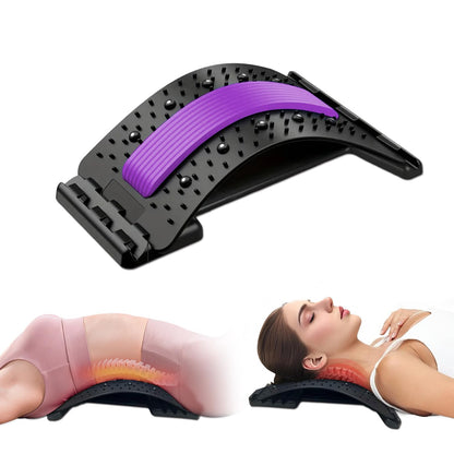Back Stretcher - 4-Level Adjustable Lumbar Support Board & Back Cracker for Lower Back Pain Relief, Home Office Use (Blue)