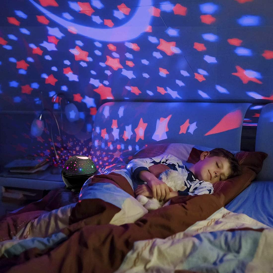 Kids Star Projector Night Light, Star Night Light Projector for Kids, Ceiling Stars Projection Lamp with Timer, 360° Rotating Night Light for Bedroom, Birthday Gift for 3 4 5 Year Old Girls Boys Black