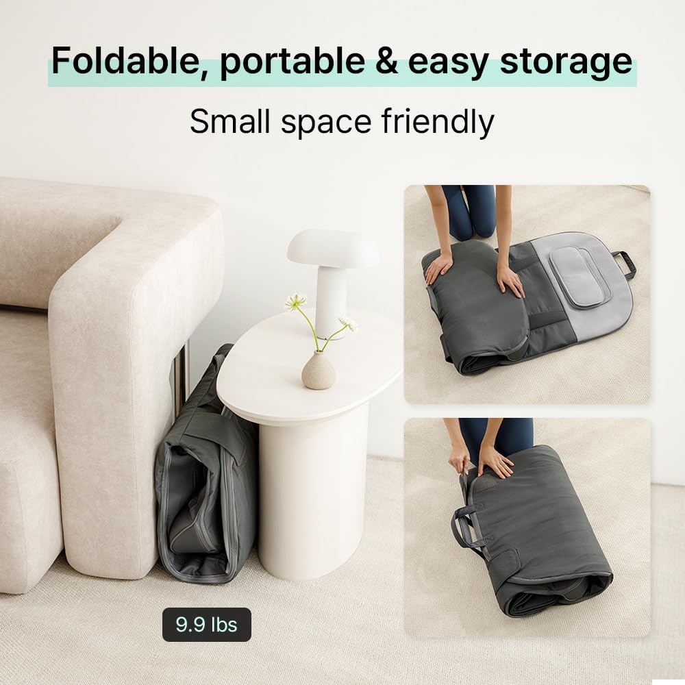 Klug Stretching Massager Ultra, Effortless auto-Stretching Mat, Ease Back & Neck Pain with 3 Intensity Levels 7 Exceptional Programs, 2 Levels of Heat Function, Foldable & Portable Design, Gray