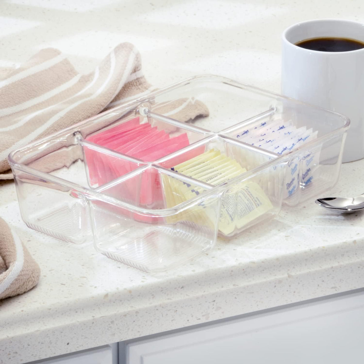 iDesign Clear Tea Bag & Sugar Packet Organizer