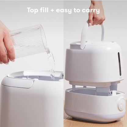 Frida Baby 3-in-1 Cool Mist Humidifier for Large Rooms, Top Fill Humidifier for Bedroom, Allergy Relief, 60 Hour Runtime + Nightlight, Auto Shut-Off, Quiet, Carry Handle, Essential Oil Diffuser