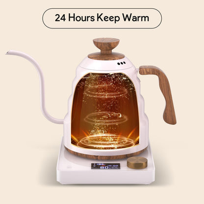Electric Gooseneck Kettle, 30oz/0.9L Intelligent Temperature Control, Quick Heating, 304 Stainless Steel for Pour Over Coffee, Brew Tea, Boil Hot Water, 1000W （Black）