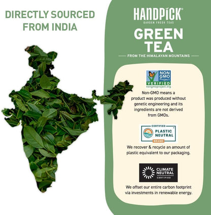 HANDPICK Green Tea Loose Leaf (9oz|127 Cups) Pure Whole Green Tea Leaves