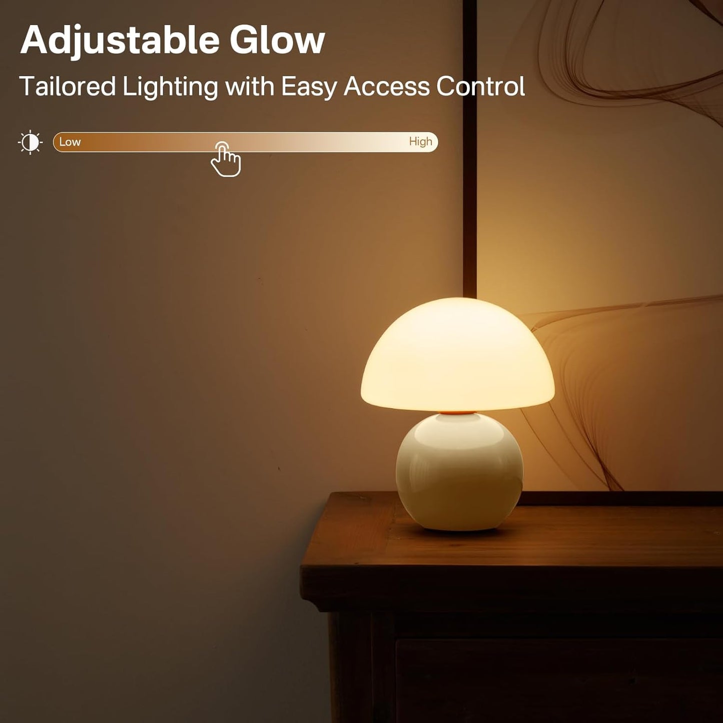 Dawnwake Mushroom Lamp Table Lamp for Bedroom,Desk Bedside Small Lamps for Living Room Night Stands,Mushroom Decor Cute Mini Modern Mid Century Lamps,Unique Aesthetic Home Living Room Decor(White)