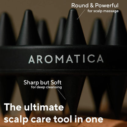 AROMATICA Dual-Sided Scalp Care Shampoo Brush - Silicone Scalp Massager Hair Growth, Scalp Scrubber & Exfoliator, Shampoo Brush for Shower Hair Wash and All Hair Types, Deep Cleansing Scalp Brush