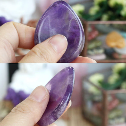 YATOJUZI Thumb Worry Stones for Anxiety Stress Relief Items Healing Crystals Natural Amethyst Rose Quartz Crystal Palm Pocket Stone Gemstones Meditation Reiki Spiritual Gifts for Women Men 2PCS