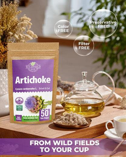 50 Bags Alcachofa Artichoke Leaf Dried Artichokes Blend Herb Tea (Cynara Cardunculus) - 50 Count 1.5g Tea Bags Herbal Hojas De Alcachofa Seca