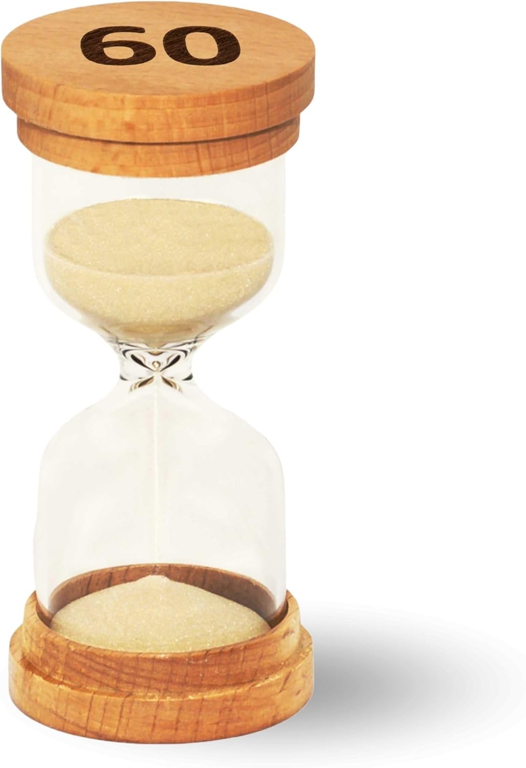 Sand Hourglass Timer - Glass Sand Clock Minutes - Modern Hourglass Watch with Wooden End Caps for Kids, Games, Classroom, Kitchen, Home or Office Decor (5 Minutes)